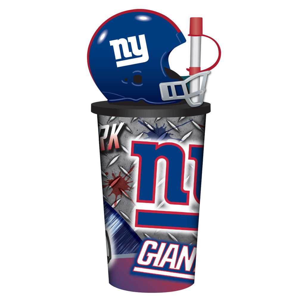 New York Giants Helmet Cup 32oz Plastic with Straw - Mojo Licensing