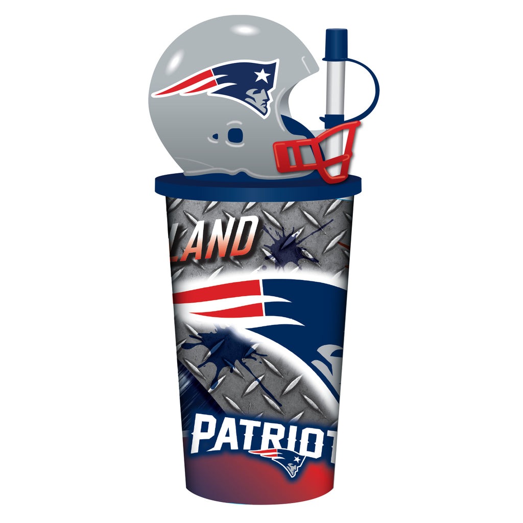 New England Patriots Helmet Cup 32oz Plastic with Straw - Mojo Licensing