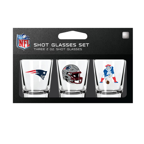 New England Patriots Shot Glass Set 3 Pack - Mojo Licensing