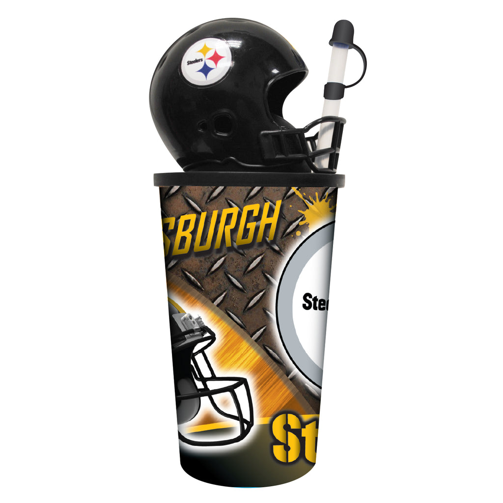 Pittsburgh Steelers Helmet Cup 32oz Plastic with Straw - Mojo Licensing