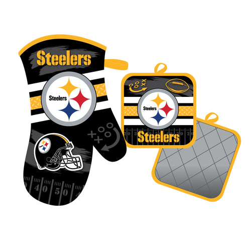 Pittsburgh Steelers Oven Mitt and Pot Holder Set - Mojo Licensing