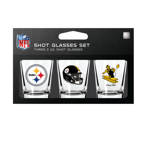 Pittsburgh Steelers Shot Glass Set 3 Pack - Mojo Licensing