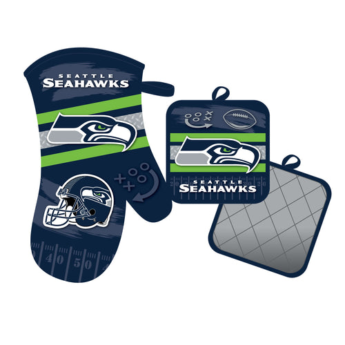 Seattle Seahawks Oven Mitt and Pot Holder Set - Mojo Licensing