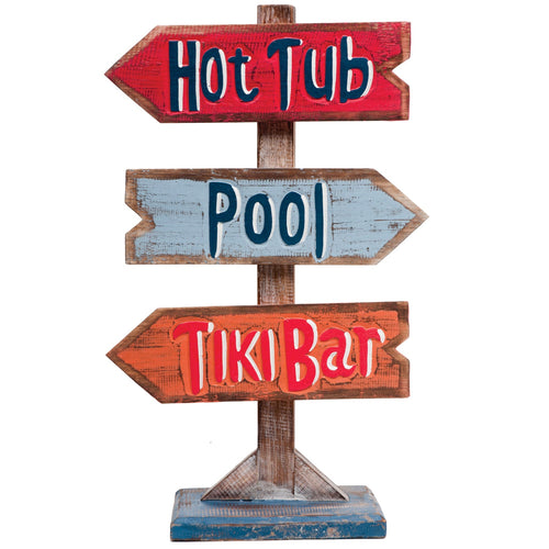 HOT TUB, POOL, TIKI BAR STAND UP SIGN