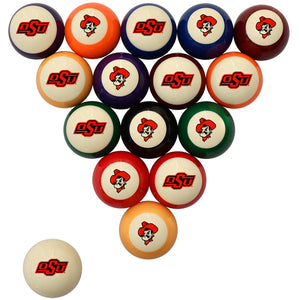 OKLAHOMA STATE STANDARD COLOR NUMBERED BILLIARD BALL SET STANDARD COLOR BILLIARD BALL SET - OKSBBSSTD