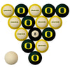 OREGON SCHOOL COLOR NUMBERED BILLIARD BALL SET GREEN SOLID/GOLD STRIPE - OREBBS100N