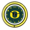 OREGON NEON WALL CLOCK - 14'' GREEN FACE / YELLOW NEON - ORENWC100-14