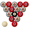 OHIO STATE SCHOOL COLOR NUMBERED BILLIARD BALL SET SCARLET SOLID/GRAY STRIPE - OSUBBS200N