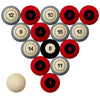 OHIO STATE SCHOOL COLOR NUMBERED BILLIARD BALL SET SCARLET SOLID/GRAY STRIPE - OSUBBS200N