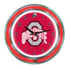 OHIO STATE NEON WALL CLOCK - 14'' SCARLET FACE / RED NEON - OSUNWC100-14