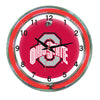 OHIO STATE NEON WALL CLOCK - 18'' SCARLET FACE / RED NEON - OSUNWC100-18