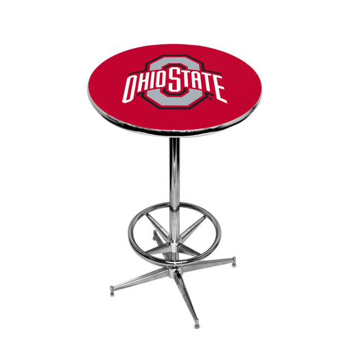 OHIO STATE CHROME FOOT RING PUB TABLE SCARLET - OSUPTR101