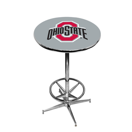 OHIO STATE CHROME FOOT RING PUB TABLE GRAY - OSUPTR105