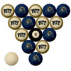 PITTSBURGH SCHOOL COLOR NUMBERED BILLIARD BALL SET BLUE SOLID/GOLD STRIPE - PITBBS100N