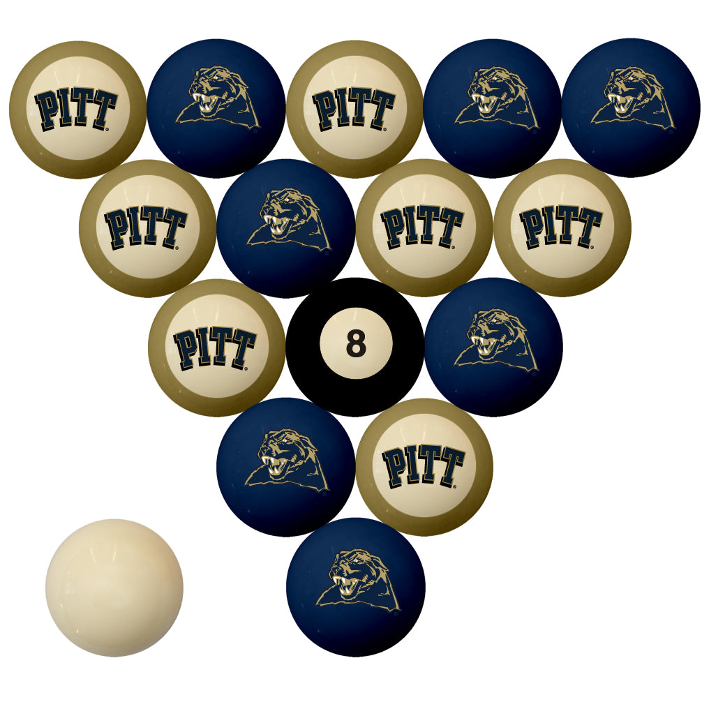 PITTSBURGH SCHOOL COLOR NUMBERED BILLIARD BALL SET BLUE SOLID/GOLD STRIPE - PITBBS100N