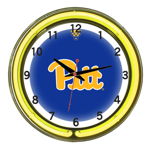 PITTSBURGH NEON WALL CLOCK - 18'' BLUE FACE / YELLOW NEON - PITNWC300-18