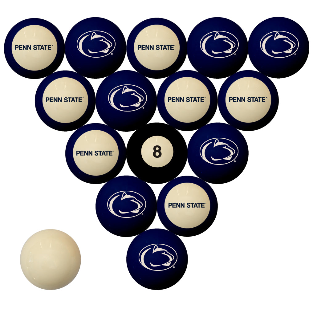 PENN STATE SCHOOL COLOR NUMBERED BILLIARD BALL SET NAVY BLUE SOLID/NAVY BLUE STRIPE - PSUBBS100N