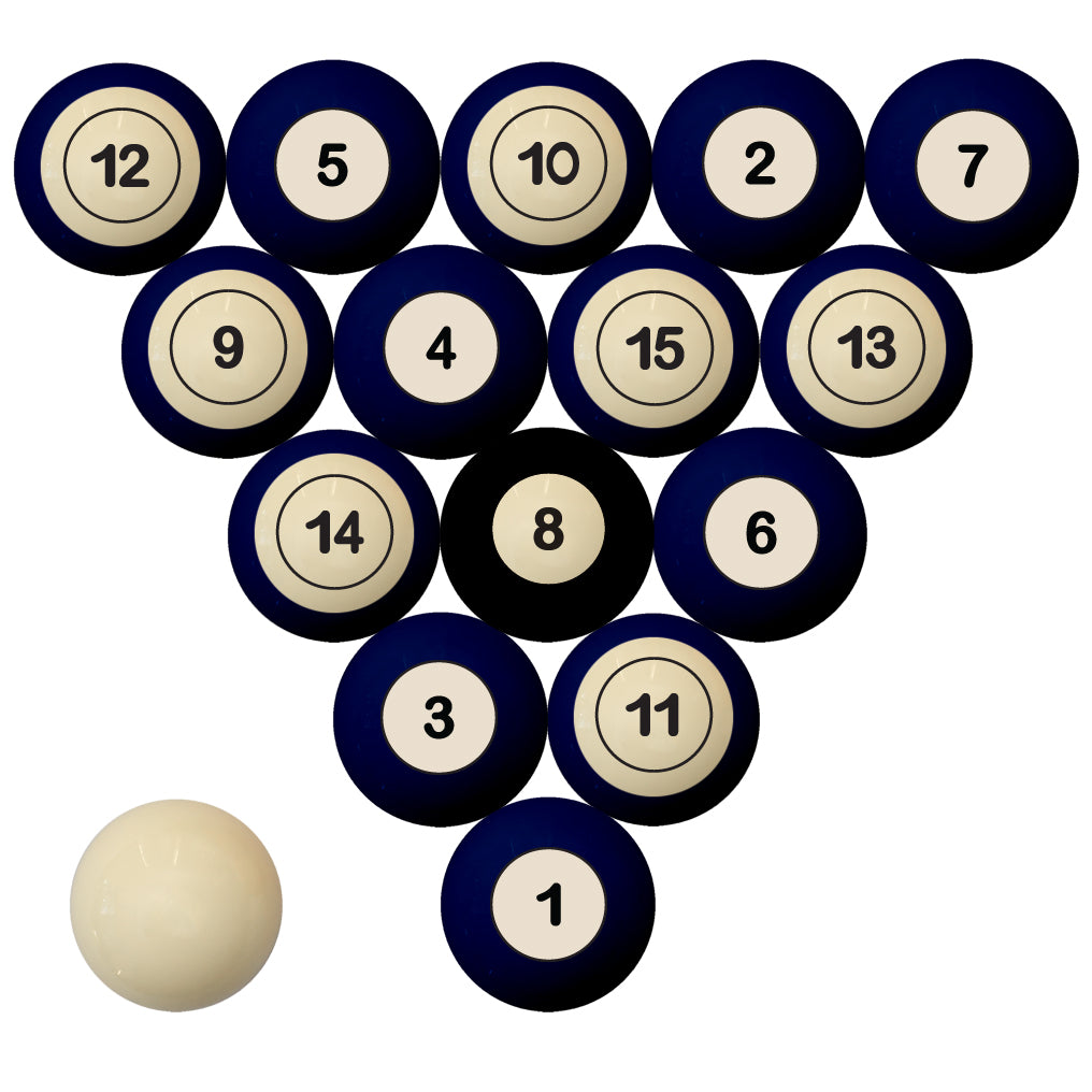 PENN STATE SCHOOL COLOR NUMBERED BILLIARD BALL SET NAVY BLUE SOLID/NAVY BLUE STRIPE - PSUBBS100N