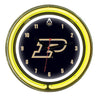 PURDUE NEON WALL CLOCK - 14'' BLACK FACE /YELLOW NEON - PURNWC100-14