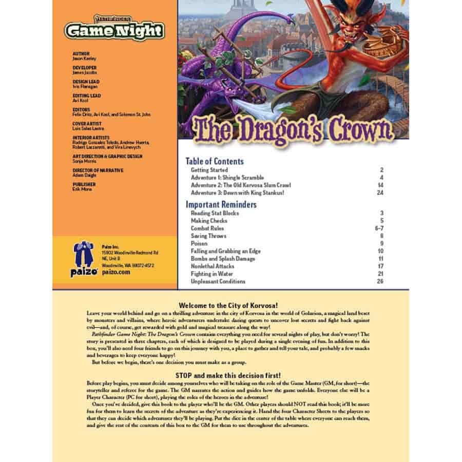 Paizo Publishing -  Pathfinder (2E): Game Night: The Dragon's Crown Pre-Order