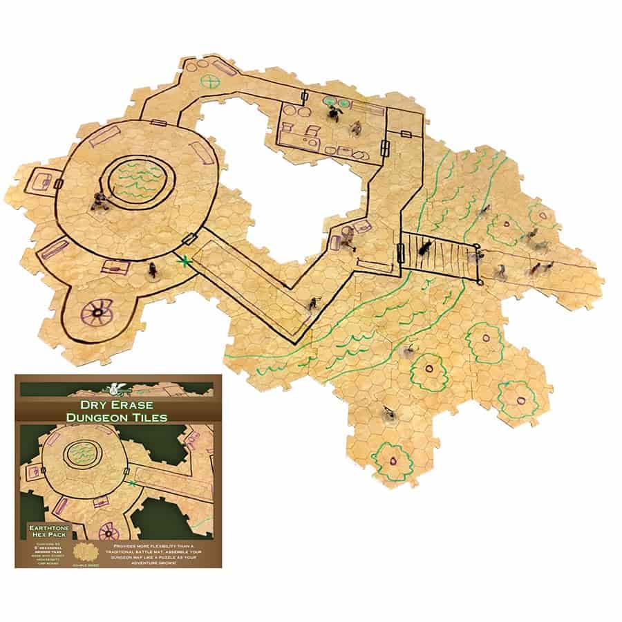 Role 4 Initiative Llc -  Dungeon Tiles: Dry-Erase Earth-Tone: Pack Of Thirty-Three 6-Inch Hexagon Tiles