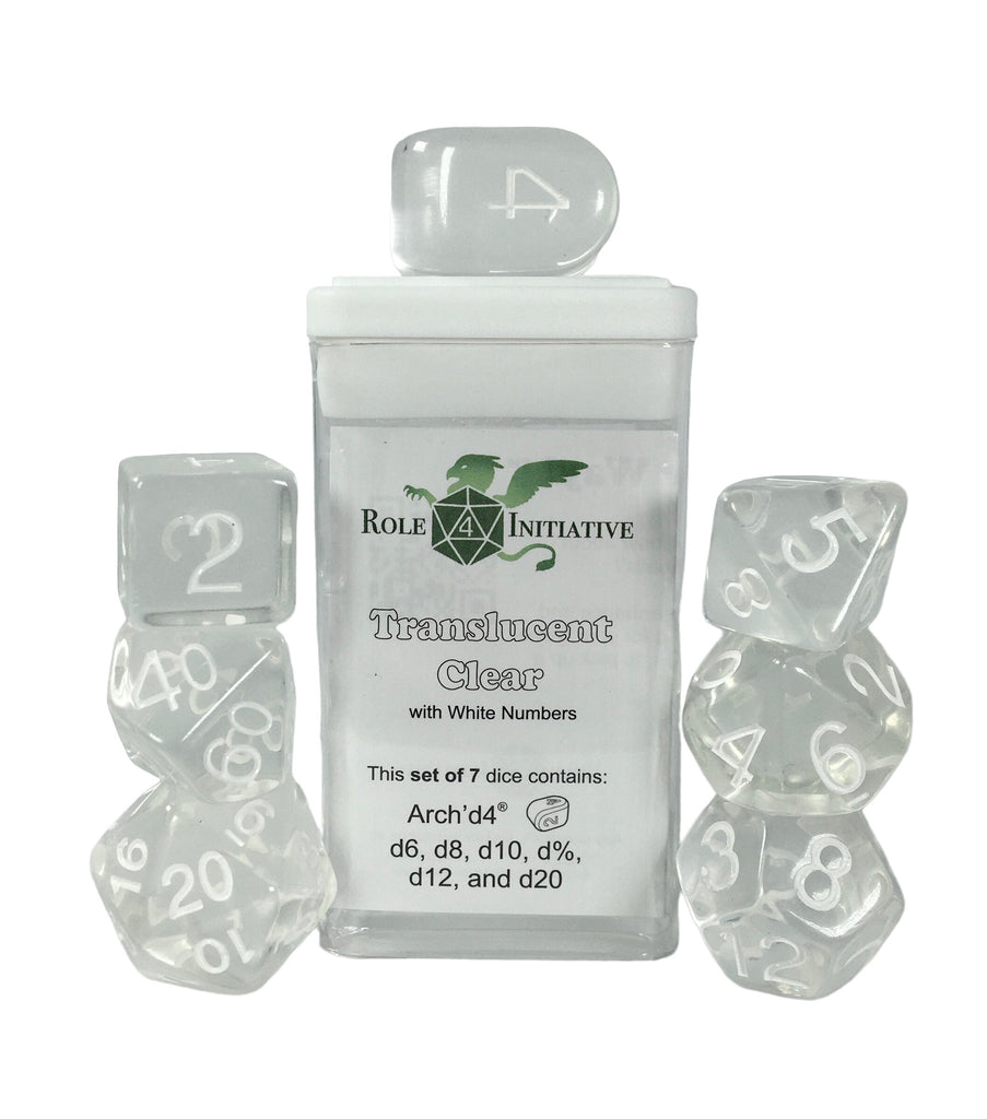 Role 4 Initiative - Role 4 Initiative Set Of 7 Dice With Arch D4 Translucent Clear
