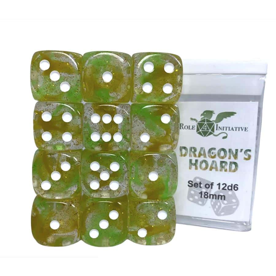 Role 4 Initiative Llc -   12Ct Dice Set: 18Mm D6 Pips: Diffusion Dragon's Hoard