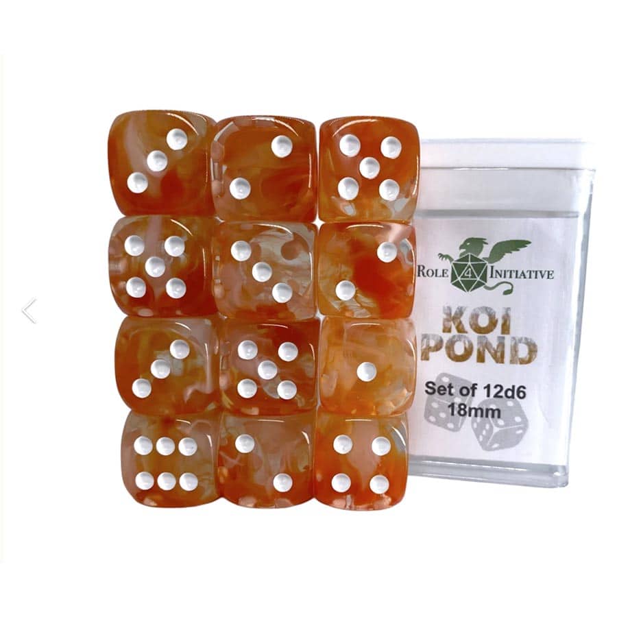 Role 4 Initiative Llc -   12Ct Dice Set: 18Mm D6 Pips: Diffusion Koi Pond