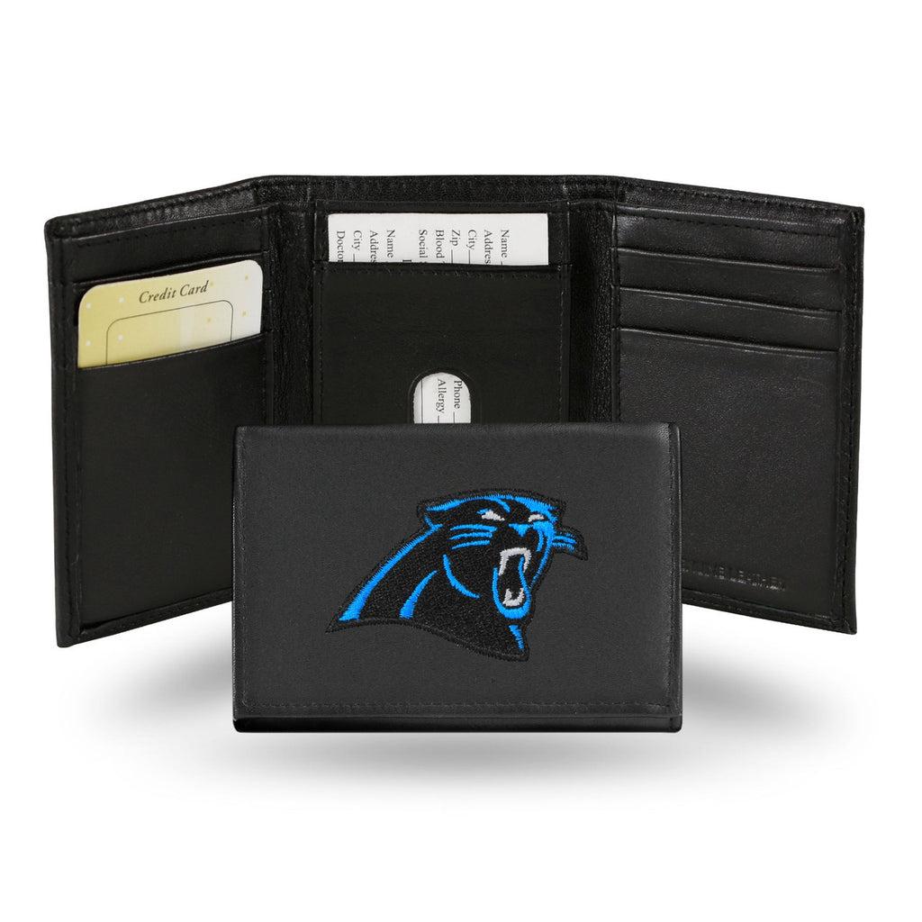 Carolina Panthers Wallet Trifold Leather Embroidered - Rico Industries