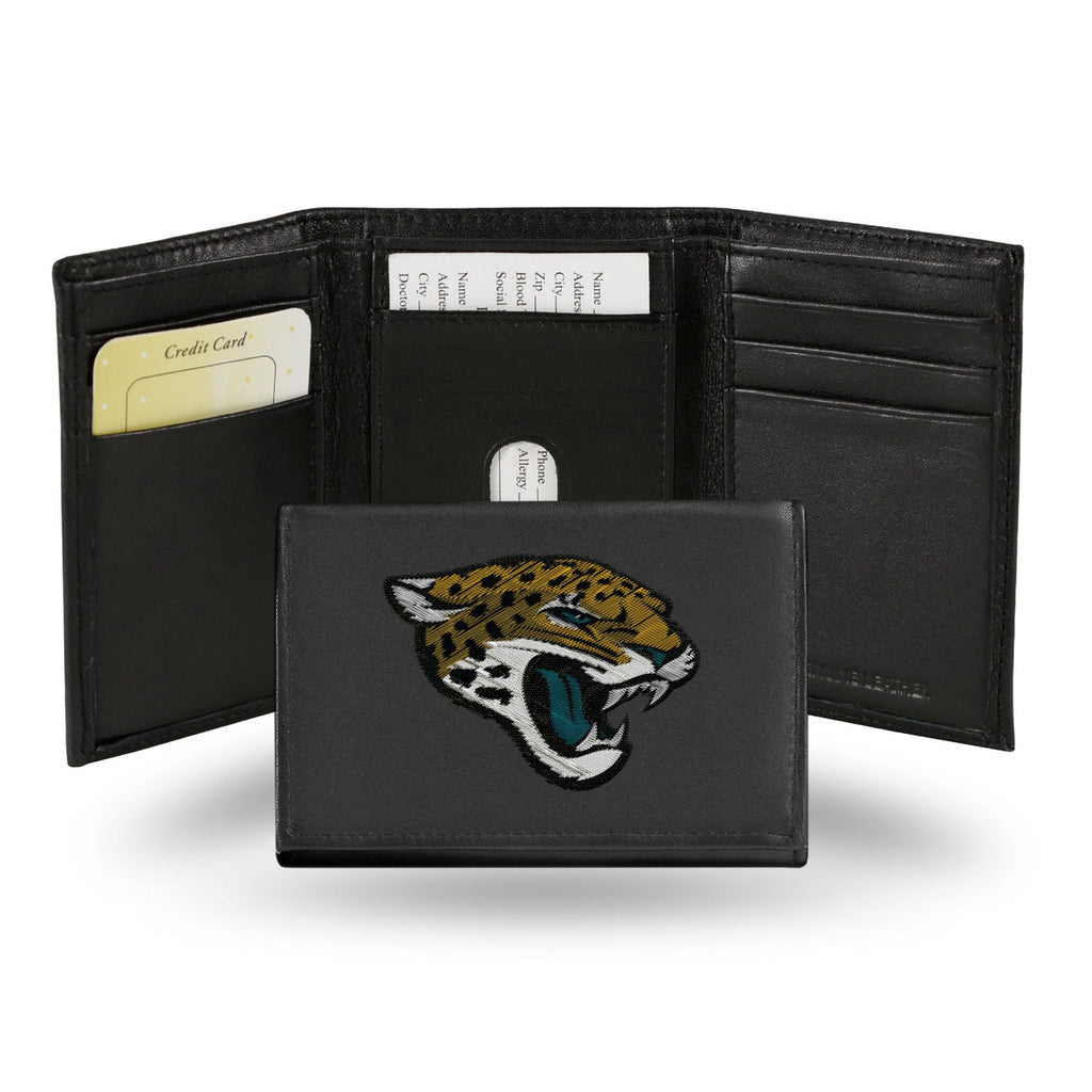 Jacksonville Jaguars Wallet Trifold Leather Embroidered - Rico Industries
