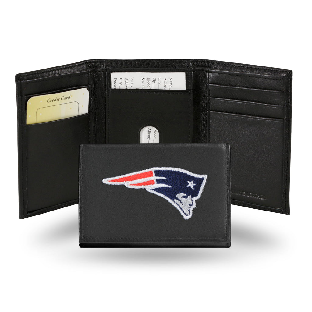 New England Patriots Wallet Trifold Leather Embroidered - Rico Industries