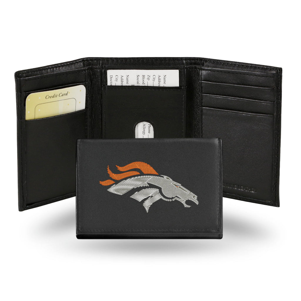 Denver Broncos Wallet Trifold Leather Embroidered - Rico Industries