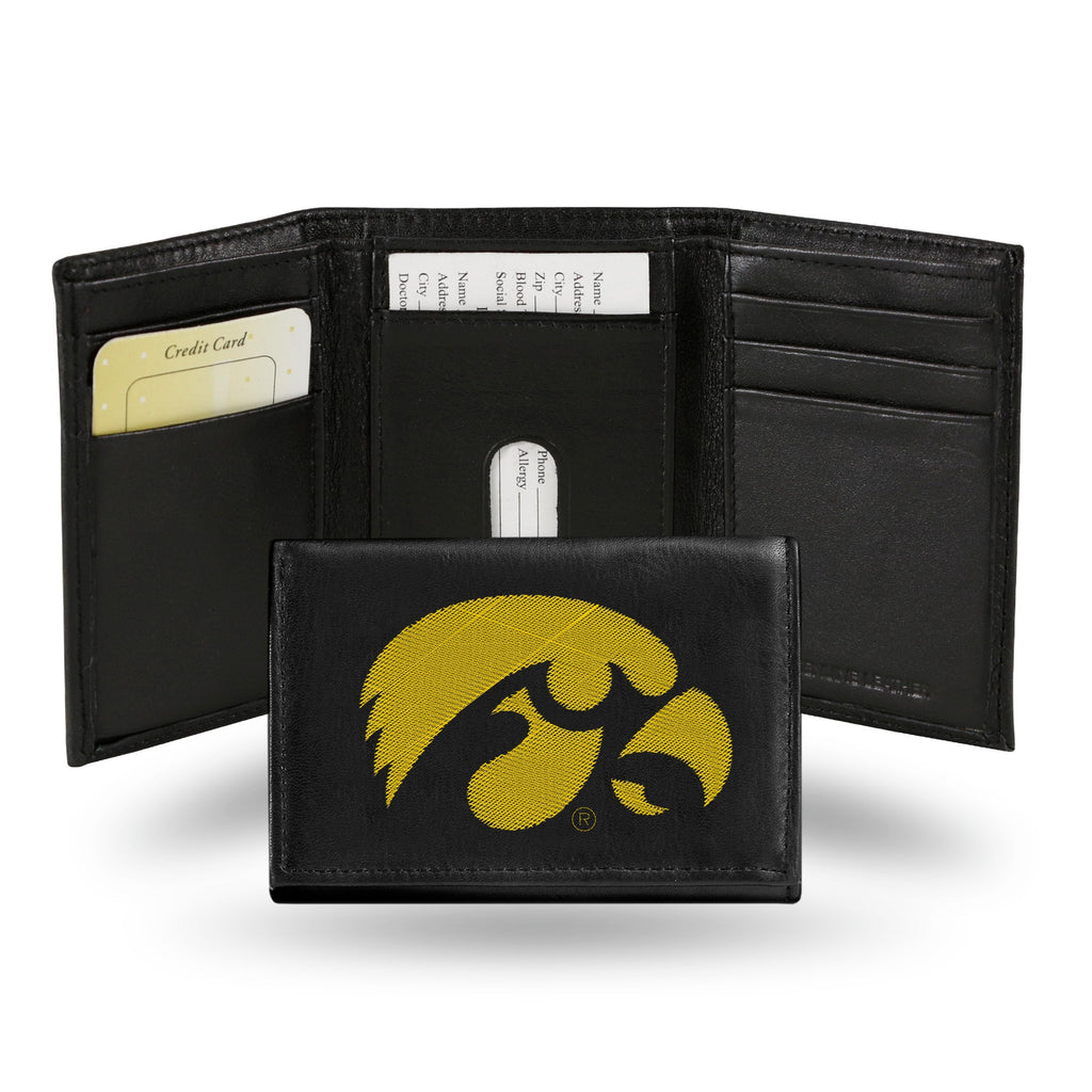 Iowa Hawkeyes Wallet Trifold Leather Embroidered - Rico Industries