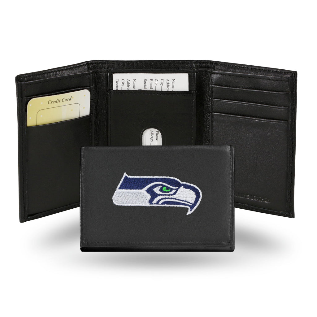 Seattle Seahawks Wallet Trifold Leather Embroidered - Rico Industries