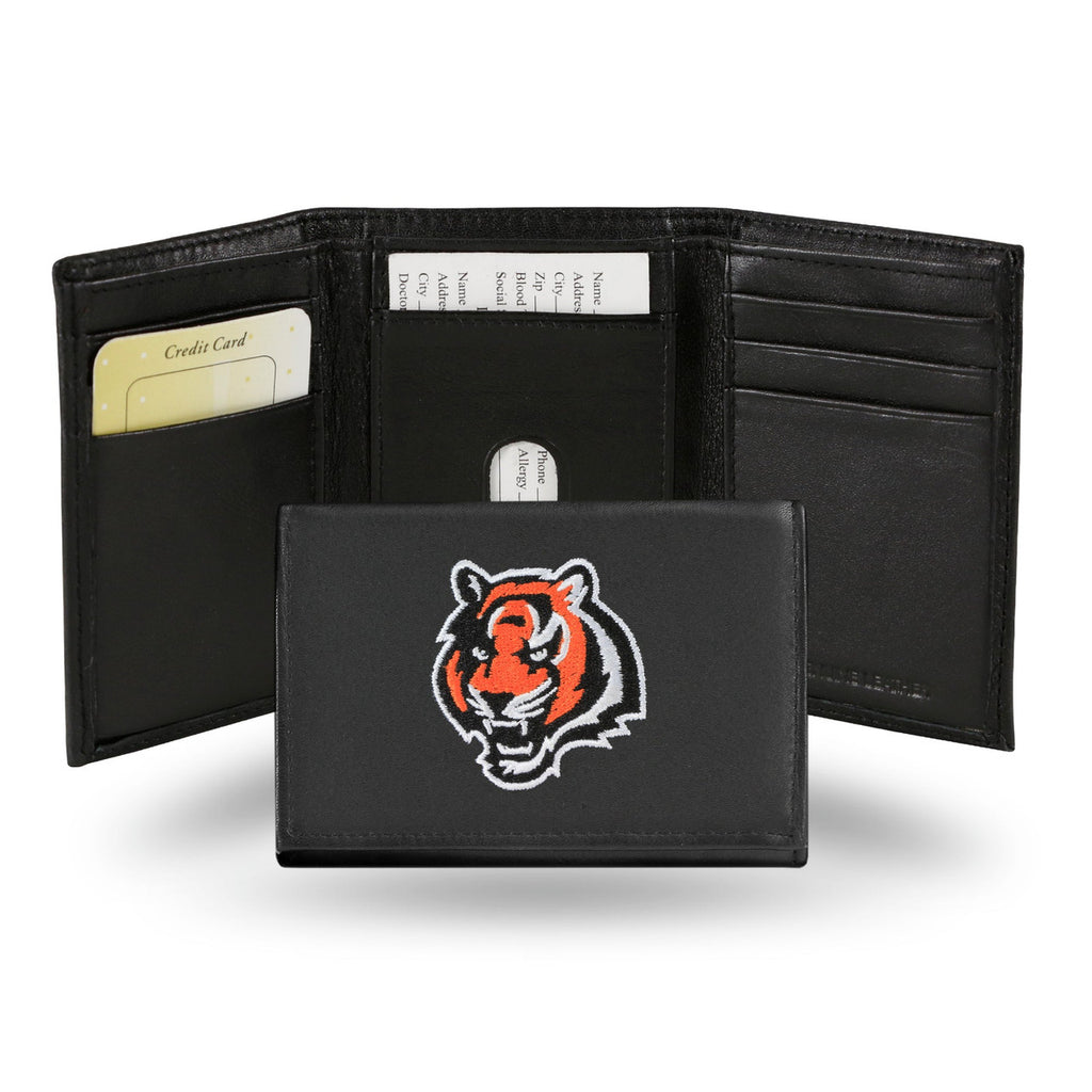 Cincinnati Bengals Wallet Trifold Leather Embroidered - Rico Industries