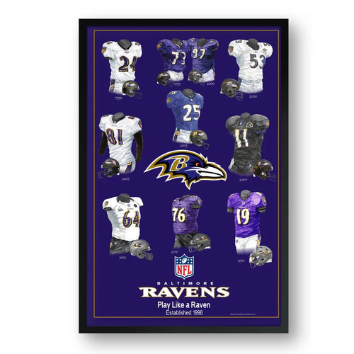 Baltimore Ravens Framed Print 10x13 Uniform Heritage - Sporticulture