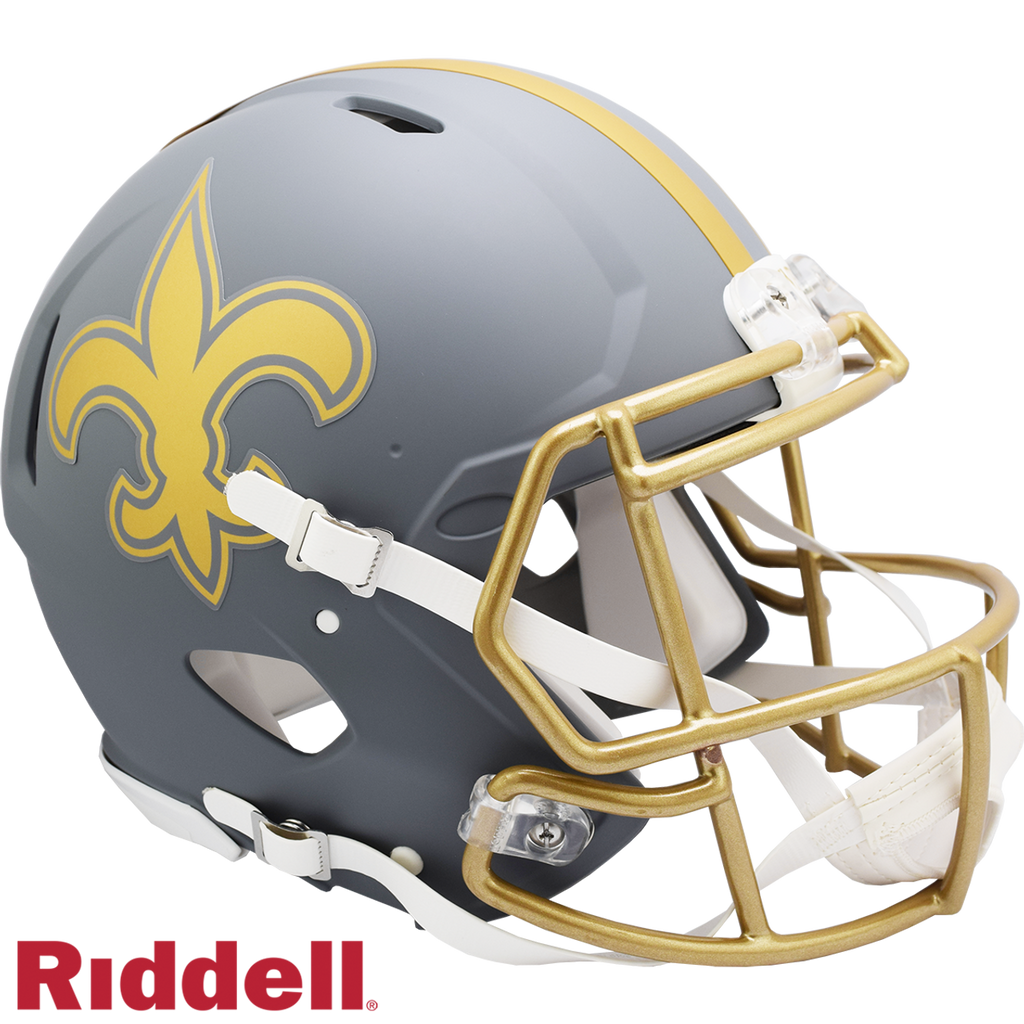 New Orleans Saints Helmet Riddell Authentic Full Size Speed Style Slate Alternate - Riddell