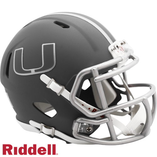 Miami Hurricanes Helmet Riddell Replica Mini Speed Style Slate Alternate - Riddell