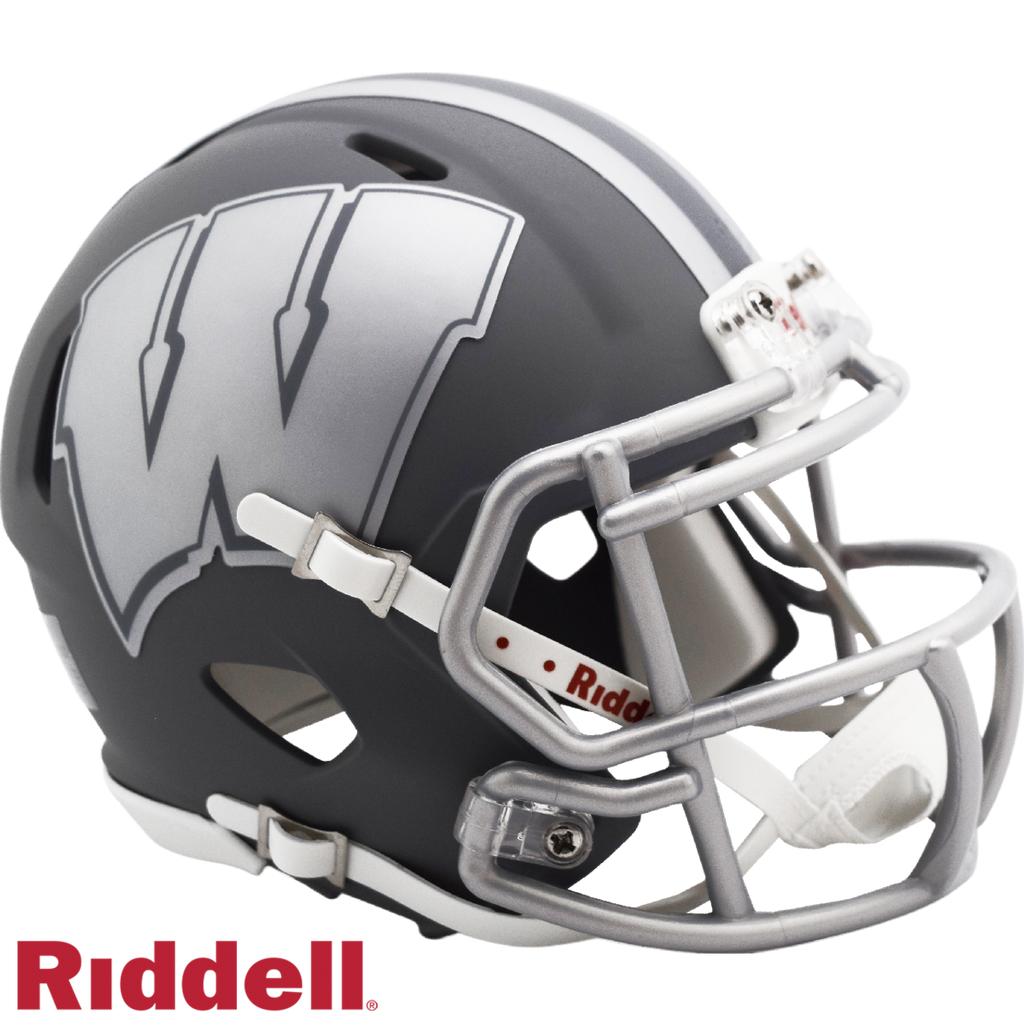 Wisconsin Badgers Helmet Riddell Replica Mini Speed Style Slate Alternate - Riddell