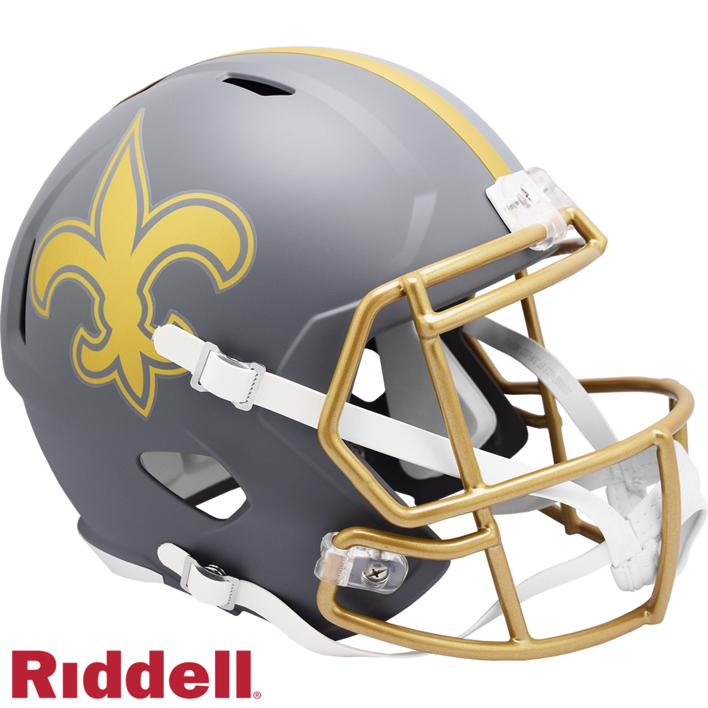 New Orleans Saints Helmet Riddell Replica Full Size Speed Style Slate Alternate - Riddell
