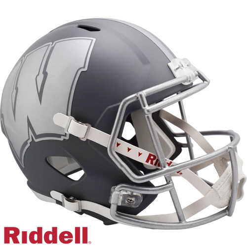 Wisconsin Badgers Helmet Riddell Replica Full Size Speed Style Slate Alternate - Riddell