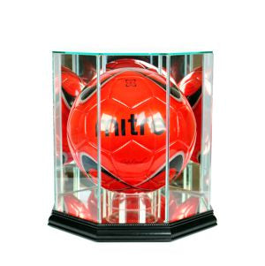 Octagon Soccer Ball Display Case with Black Moulding