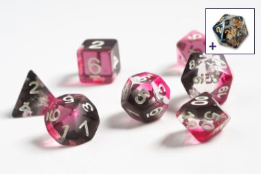 Sirius Dice - Pink Clear Black Resin 7 Die Set