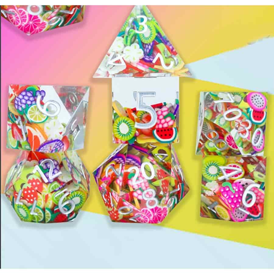 Sirius Dice -  Sharp Dice - 7Ct Poly Dice Set: Sharp-Edged: Sharp Fruit