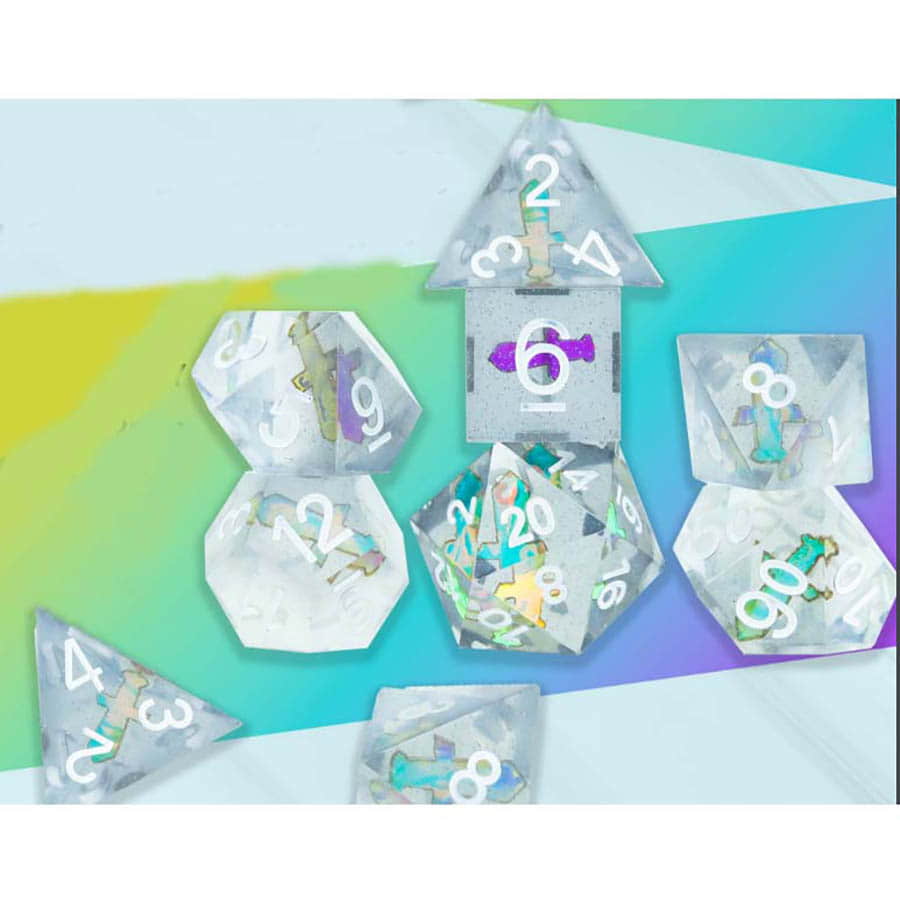 Sirius Dice -  Sharp Dice - 7Ct Poly Dice Set: Sharp-Edged: Sharp Dagger