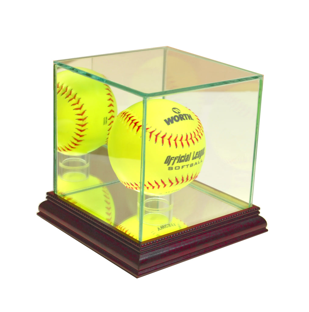 Softball Box Softball Display Case with Cherry Moulding – GameRoomPlaza