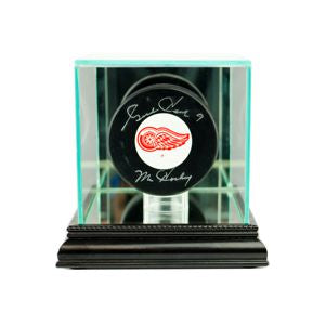 Single Hockey Puck Display Case with Black Moulding