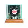 Single Hockey Puck Display Case with Walnut Moulding