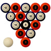 SYRACUSE SCHOOL COLOR NUMBERED BILLIARD BALL SET ORANGE SOLID/BLUE STRIPE - SYRBBS100N