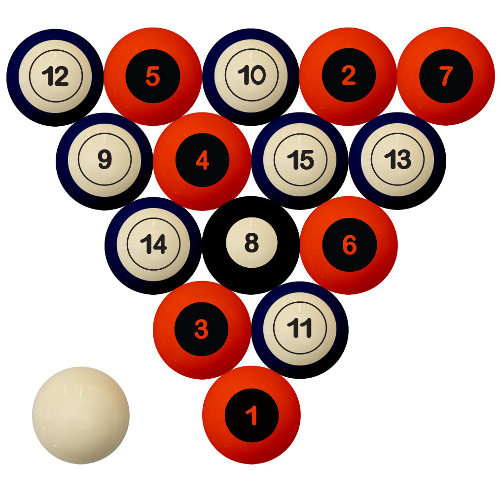 SYRACUSE SCHOOL COLOR NUMBERED BILLIARD BALL SET ORANGE SOLID/BLUE STRIPE - SYRBBS100N